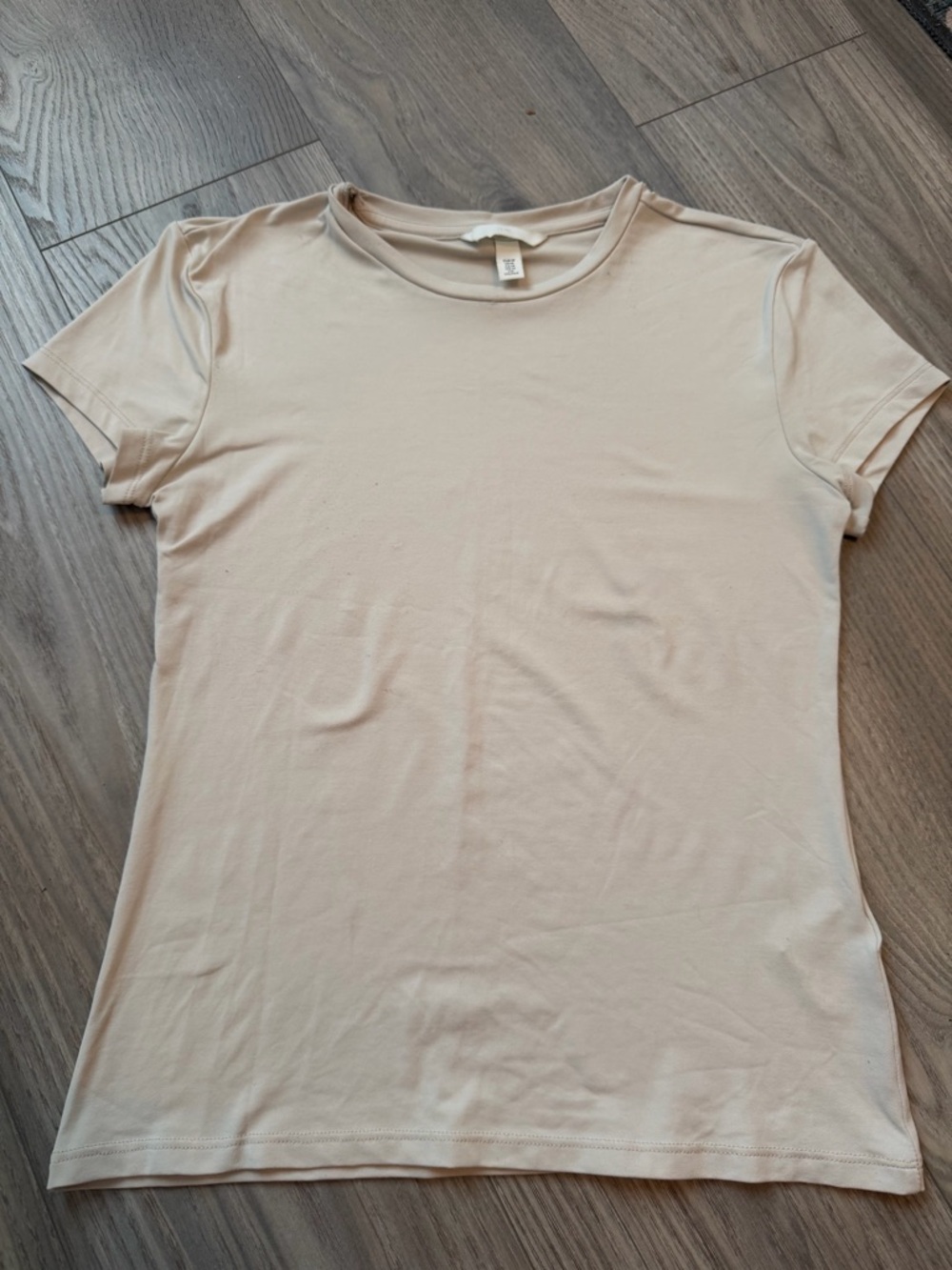 H&M Basic Light Beige Slim Fit Short Sleeve Tee Size Medium